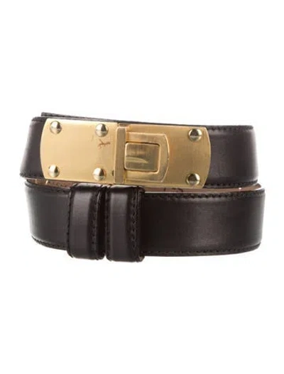 Pre-owned Donna Karan Leather Waist Belt In Black