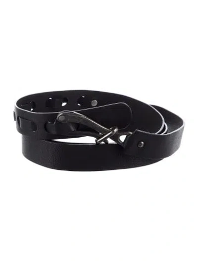Pre-owned Donna Karan Leather Waist Belt In Black