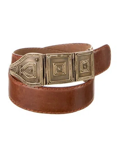 Pre-owned Donna Karan Leather Waist Belt In Brown