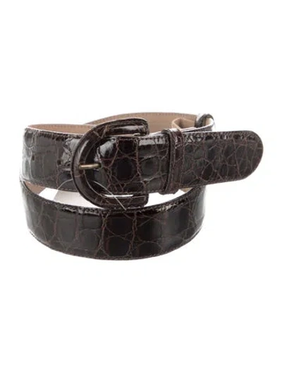 Pre-owned Donna Karan Leather Waist Belt In Brown