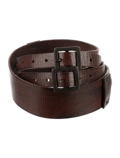 Pre-owned Donna Karan Leather Waist Belt In Brown