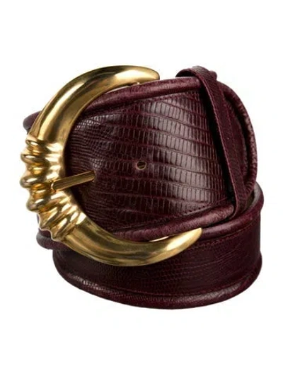 Pre-owned Donna Karan Leather Waist Belt In Burgundy