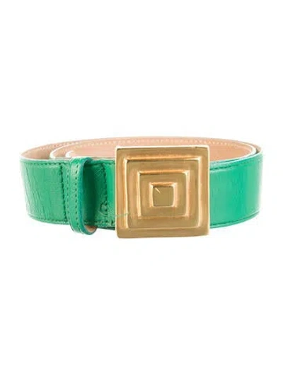 Pre-owned Donna Karan Leather Waist Belt In Green