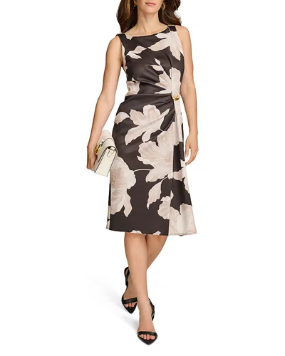 Donna Karan Lightweight Scuba Sheath Dress In Black Fawn Multi