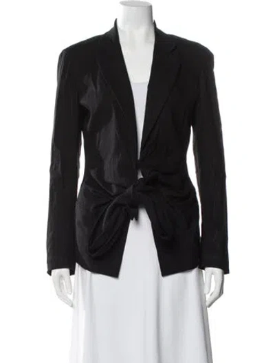 Pre-owned Donna Karan Linen Blazer In Black
