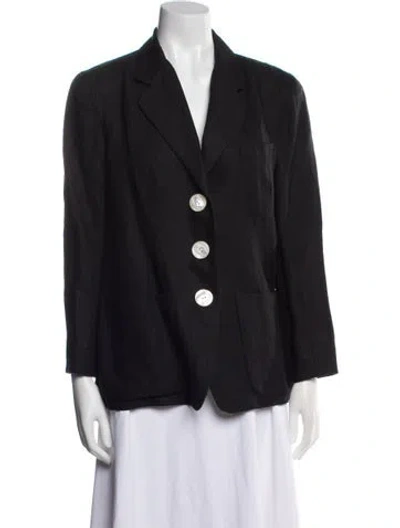 Pre-owned Donna Karan Linen Blazer In Black