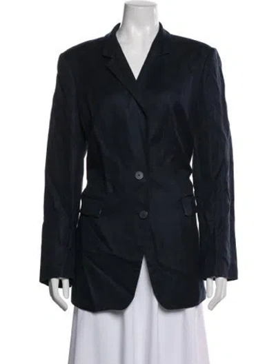 Pre-owned Donna Karan Linen Blazer In Blue