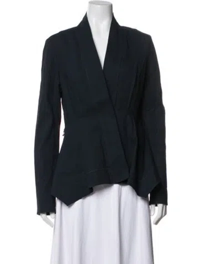 Pre-owned Donna Karan Linen Blazer In Blue