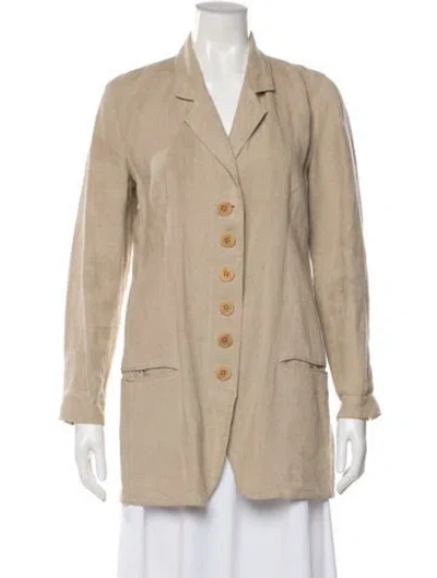 Pre-owned Donna Karan Linen Blazer In Neutral