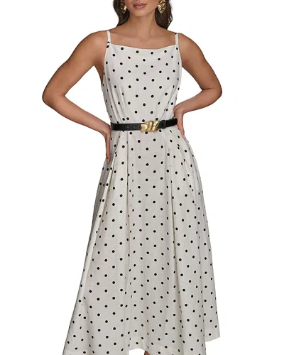 DONNA KARAN LINEN BLEND A LINE DRESS