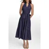Donna Karan Linen Blend Halter A Line Dress
