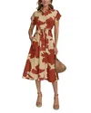Donna Karan New York Drawstring Waist Linen Blend Shirtdress