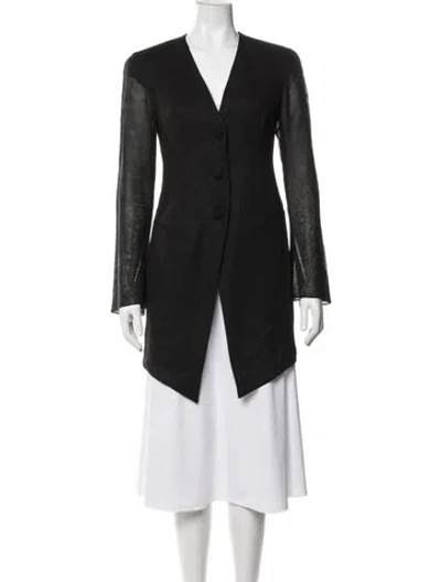 Pre-owned Donna Karan Linen Coat In Black