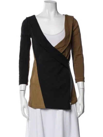 Pre-owned Donna Karan Linen Colorblock Pattern Jacket In Multi