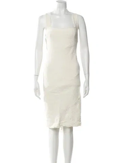 Pre-owned Donna Karan Linen Knee-length Dress In Neutral