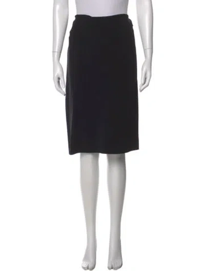 Pre-owned Donna Karan Linen Knee-length Skirt In Black