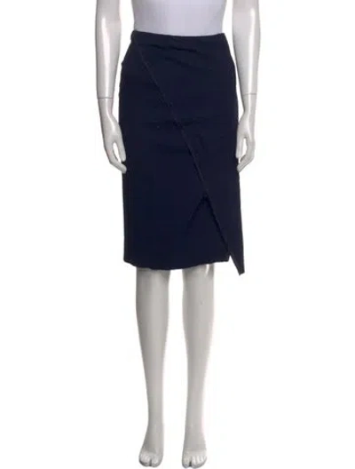 Pre-owned Donna Karan Linen Knee-length Skirt In Blue