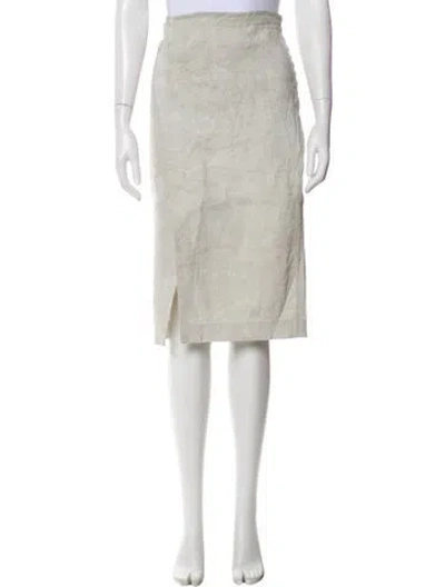 Pre-owned Donna Karan Linen Knee-length Skirt In White