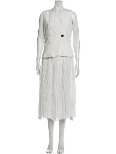 Pre-owned Donna Karan Linen Long Dress In White