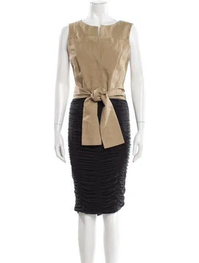 Pre-owned Donna Karan Linen Midi Length Dress In Neutral
