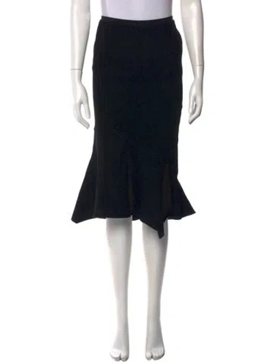 Pre-owned Donna Karan Linen Midi Length Skirt In Black