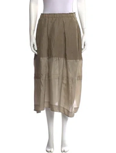 Pre-owned Donna Karan Linen Midi Length Skirt In Neutral