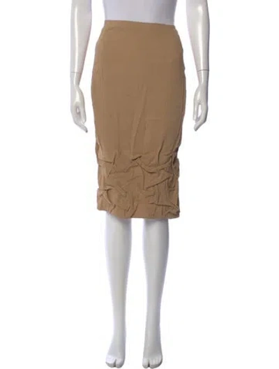 Pre-owned Donna Karan Linen Midi Length Skirt In Neutral