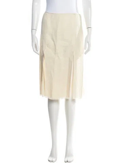 Pre-owned Donna Karan Linen Midi Length Skirt In Neutrals