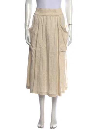 Pre-owned Donna Karan Linen Midi Length Skirt In Neutrals