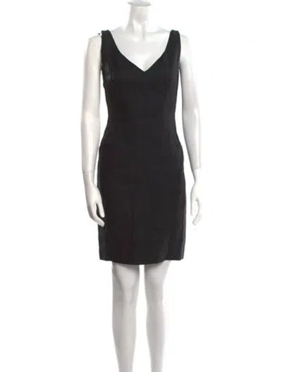 Pre-owned Donna Karan Linen Mini Dress In Black