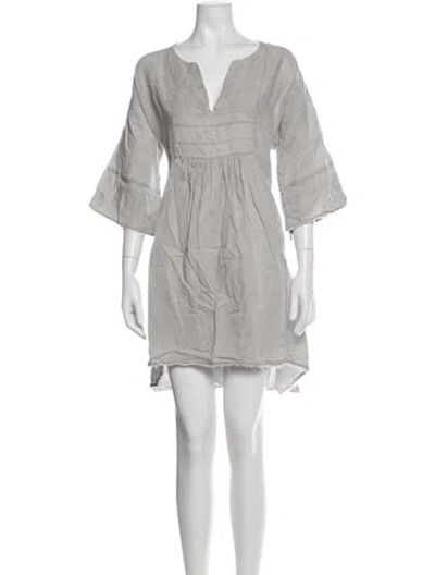 Pre-owned Donna Karan Linen Mini Dress In Gray