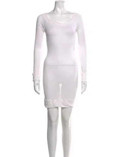 Pre-owned Donna Karan Linen Mini Dress In White