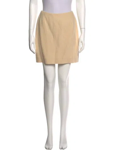 Pre-owned Donna Karan Linen Mini Skirt In Neutral