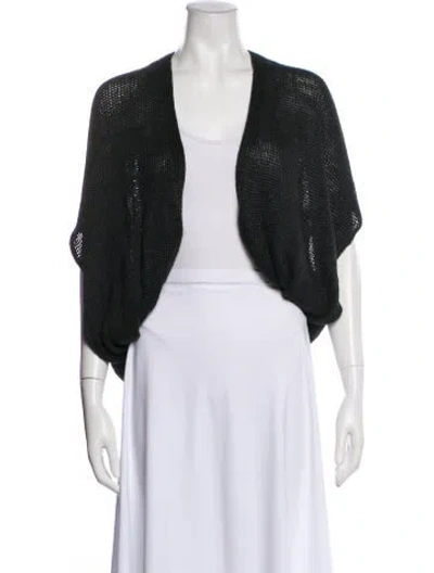 Pre-owned Donna Karan Linen Open Front Sweater In Green