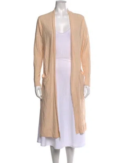 Pre-owned Donna Karan Linen Open Front Sweater In Neutrals