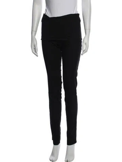 Pre-owned Donna Karan Linen Skinny Leg Pants In Black