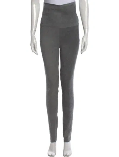 Pre-owned Donna Karan Linen Skinny Leg Pants In Gray