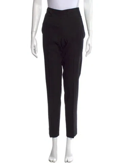 Pre-owned Donna Karan Linen Straight Leg Pants In Black