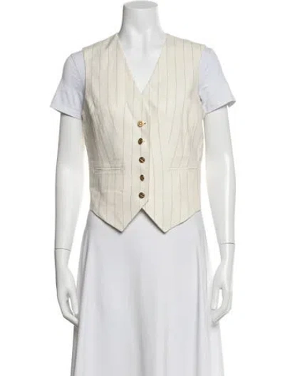 Pre-owned Donna Karan Linen Striped Vest In Neutrals