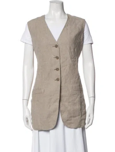 Pre-owned Donna Karan Linen Vest In Neutrals