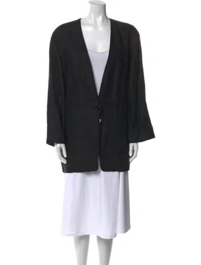 Pre-owned Donna Karan Linen V-neck Sweater In Black