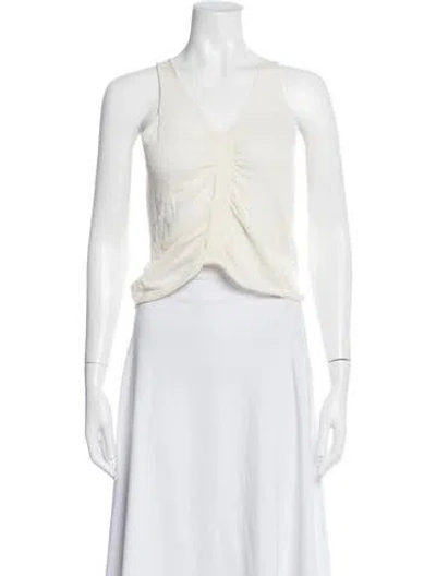 Pre-owned Donna Karan Linen V-neck Top In Pink