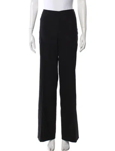 Pre-owned Donna Karan Linen Wide Leg Pants In Black