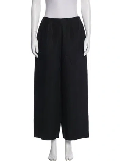 Pre-owned Donna Karan Linen Wide Leg Pants In Black