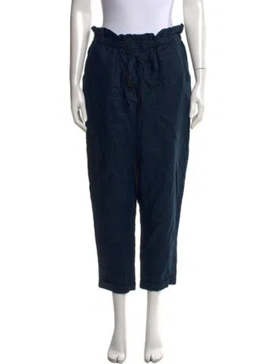 Pre-owned Donna Karan Linen Wide Leg Pants In Blue