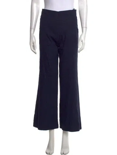 Pre-owned Donna Karan Linen Wide Leg Pants In Blue