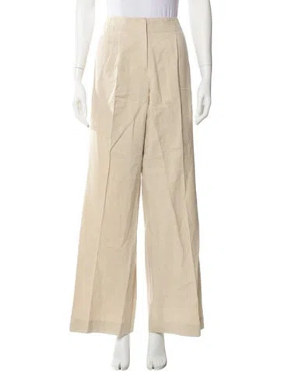 Pre-owned Donna Karan Linen Wide Leg Pants In Neutral