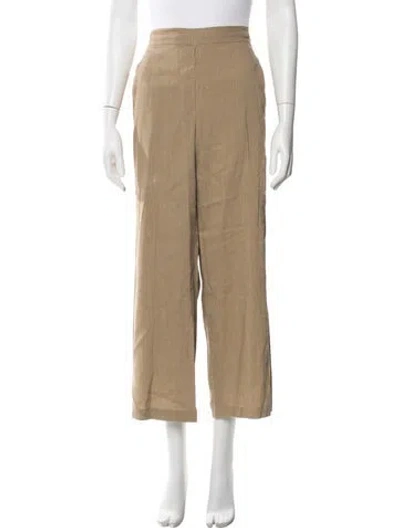 Pre-owned Donna Karan Linen Wide Leg Pants In Neutral