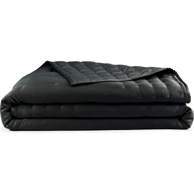 Donna Karan Liquid Marble Hammered Satin Quilt In Black