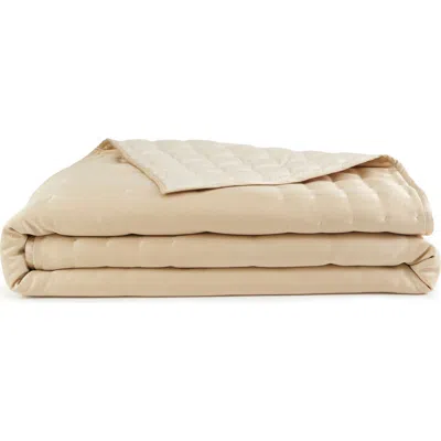 Donna Karan Liquid Marble Hammered Satin Quilt In Gold